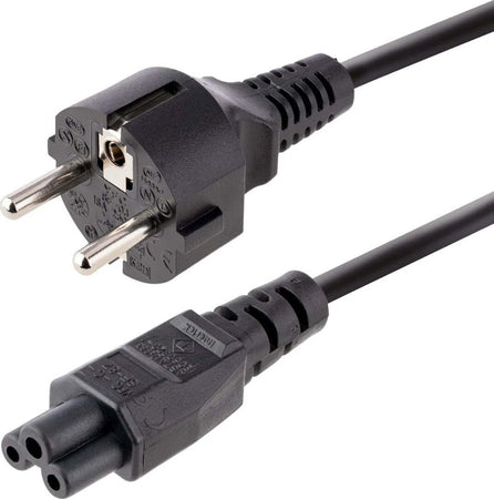 Cavo di Alimentazione Shuko Tripolare IEC C5 Lunghezza 2 Metri per Alimentatori PC Laptop