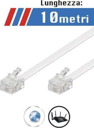 Cavo Prolunga Telefonica Rj11 10mt Maxtech Rj11-10m Collegamento Modem Telefonico Elettronica/Home Cinema TV e video/Attrezzatura satellitare/Impianti satellitari/Amplificatori di segnale Trade Shop italia - Napoli, Commerciovirtuoso.it