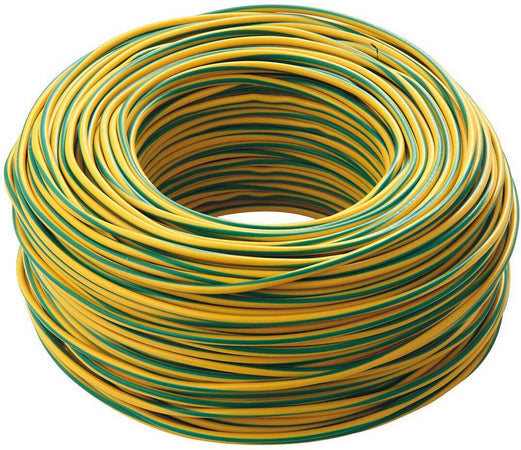 Cavo unipolare 'giallo verde' sezione 1 x 2,5 matassina di filo da 100 metri