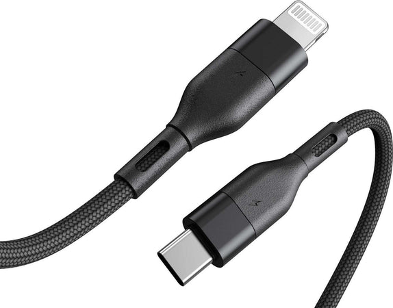 Cavo USB tipe C lightning 1 Metro 27 W Nero in Nylon Intrecciato compatibile iPhone iPad