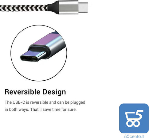 Cavo USB type-C 1Mt 2 Pezzi 3A Ricarica Rapida Nylon Intrecciato compatibile con gli smartphone tablet PC