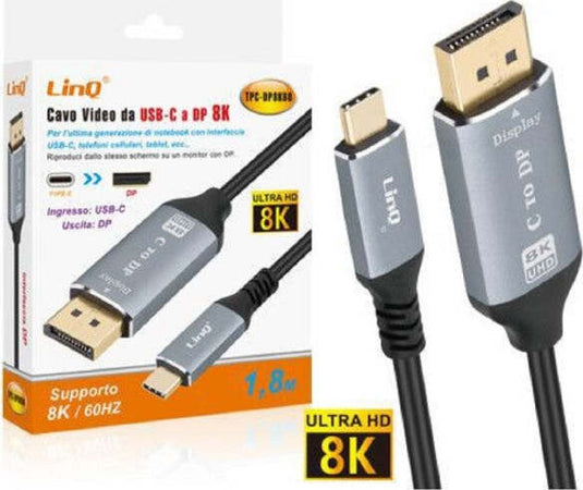 Cavo-Video-Adattatore-Da-Type-c-A-Dp-Display-Port-Ultra-Hd-8k-1,8-Mt-Tpc-dp8k60