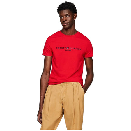 Tommy Hilfiger t-shirt rossa logo ricamato MW0MW11797 T-shirt Tommy Hilfiger