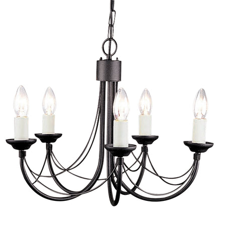 Lampadario Classico Carisbrooke Acciaio Nero 5 Luci E14