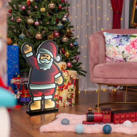 Babbo Natale con base in alluminio Rosso e Bianco che saluta