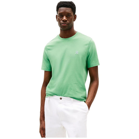 Tommy Hilfiger t-shirt verde logo TH ricamato MW0MW39256L3J T-shirt Tommy Hilfiger
