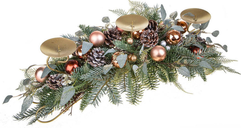Centro tavola natalizio ghirlanda rami e palline, con 3 portacandele da 72 cm Casa e cucina/Decorazioni per interni/Addobbi e decorazioni per ricorrenze/Decorazioni natalizie/Orpelli e festoni MagiediNatale.it - Altamura, Commerciovirtuoso.it