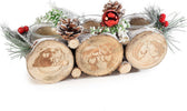 Centrotavola Natalizio Innevato C/3 Portacandele In Vetro Composto Da Tronchi Di Legno E Pigne Con Decorazioni Casa e cucina/Decorazioni per interni/Addobbi e decorazioni per ricorrenze/Decorazioni natalizie/Oggettistica Sogno Shop - Assisi, Commerciovirtuoso.it