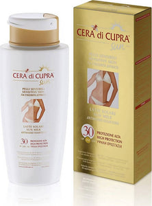 Cera di Cupra Latte Solare SPF 30 Specifico Per Pelli Sensibili Protezione Alta Per Pelli Chiare Stimola e Consente Abbronzatura Uniforme cosmetica SG Store - Nicosia, Commerciovirtuoso.it