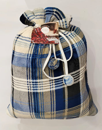 Coperta Plaid Acca24 Cervinia In Flannel E Sherpa 260 gr/mq Singolo Piazza e Mezza Matrimoniale Colore Blu