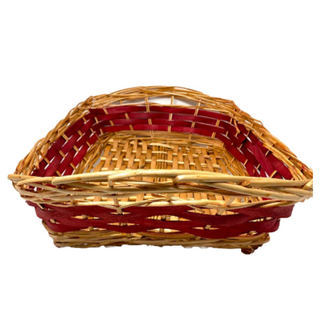 Cesta ovale con fascia rossa e manici 50 x 35 cm