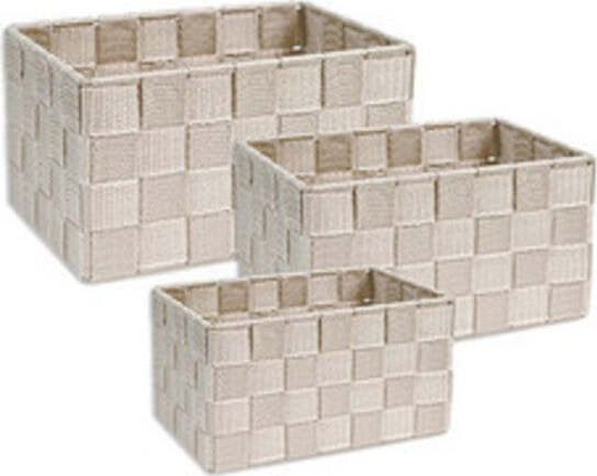 Cestini-Tessuto-3scatole-Organizer-Portaoggetti-Bagnoschiuma-Makeup-Beige-Chiaro