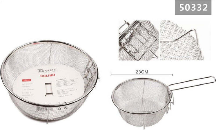 Cestino Cestello Colino Setaccio Rotondo Scola Frittura In Acciaio 23 Cm 50332 Casa e cucina/Utensili da cucina/Colini Trade Shop italia - Napoli, Commerciovirtuoso.it