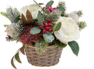 Cestino decorativo centrotavola con peonie, bacche e rami, Ø  25 cm Casa e cucina/Decorazioni per interni/Addobbi e decorazioni per ricorrenze/Decorazioni natalizie/Oggettistica MagiediNatale.it - Altamura, Commerciovirtuoso.it