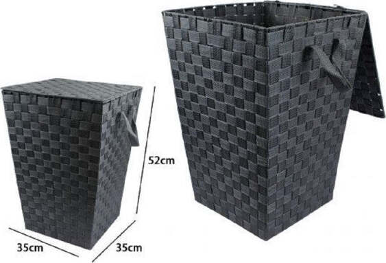Cesto-Cestino-Portatutto-Portaoggetti-Bagno-Coperchio-35x52cm-79104-Grigio-Scuro