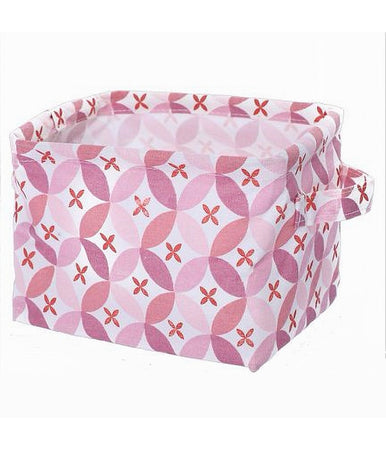 Cesto Contenitore Portabiancheria Bucato Con Manici Tessuto Rosa 26x20x16cm 79203