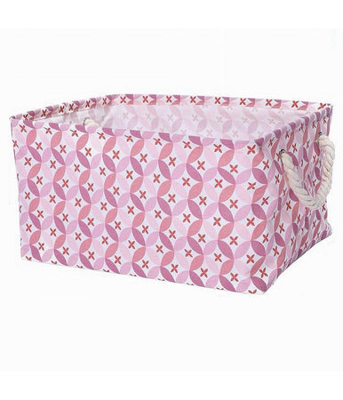 Cesto Contenitore Portabiancheria Bucato Con Manici Tessuto Rosa 43x32x25cm 79207