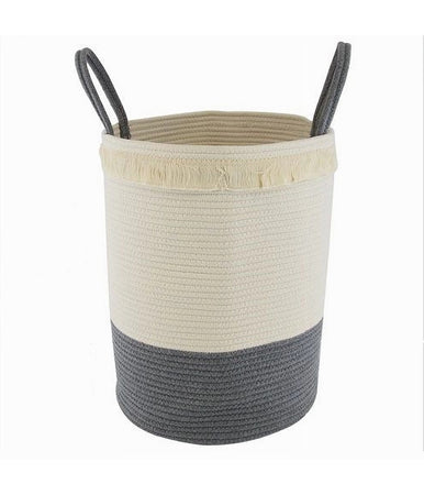 Cesto Porta Biancheria Sporca Corda Intrecciata Borsa Con Manici 35x45 Cm 10654