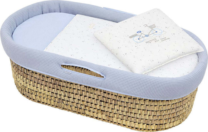 Cestone Palma Foderato Une Sky Azzurro 39X80X25 Cm Casa e cucina/Arredamento/Cameretta bambini/Lettini per neonati e bambini/Culle/Culla da trasporto La Casa Del Bebè - Napoli, Commerciovirtuoso.it