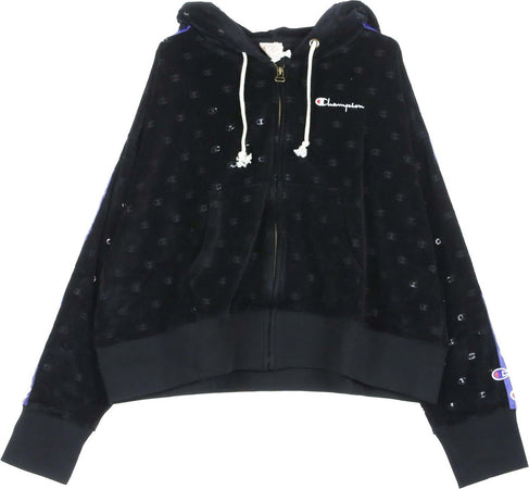 CHAMPION-Felpa-Cappuccio-Donna-Hooded-Sweatshirt-Black-da-donna
