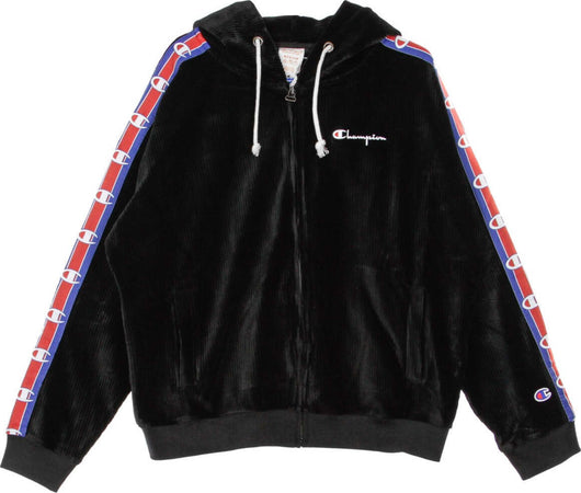 CHAMPION-Felpa-Cappuccio-Zip-Donna-Hooded-Full-Zip-Sweatshirt-Black-da-donna