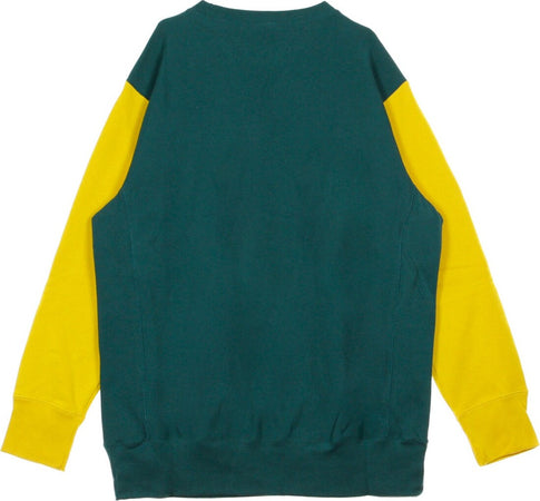 CHAMPION-Felpa-Girocollo-Uomo-Colour-Block-Kangaroo-Pocket-Reverse-Weave-Green/yellow-da-uomo