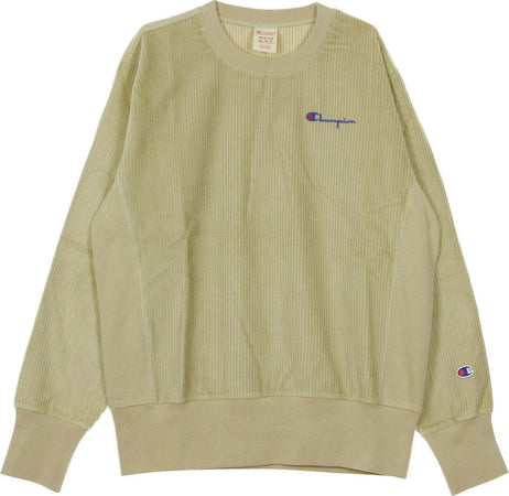 CHAMPION-Felpa-Girocollo-Uomo-Corduroy-Crewneck-Wheat-da-uomo