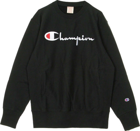CHAMPION-Felpa-Leggera-Girocollo-Uomo-Crewneck-Sweatshirt-Black-da-uomo