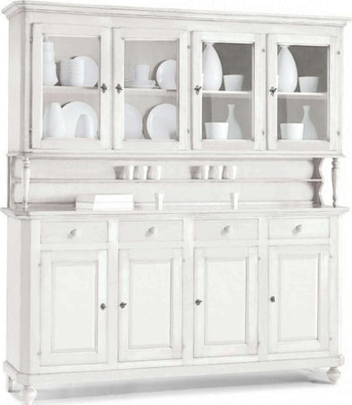 CHELSEY---credenza-con-vetrina-in-legno-massello-196x43x218-Bianco-Milani-Home