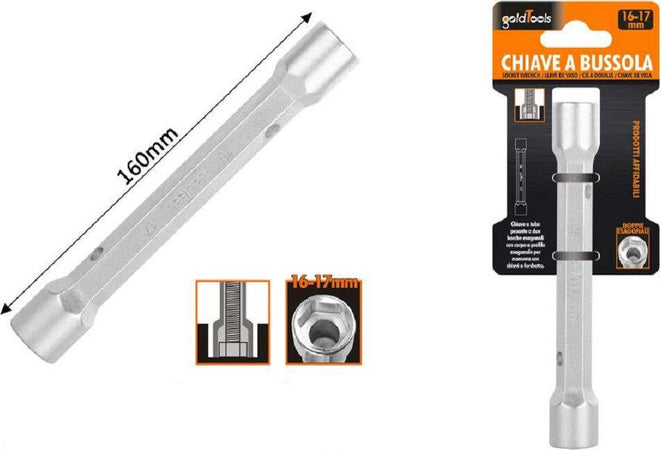 Chiave A Bussola Tubo Esagonale Da 160 Mm Doppie Bocche Esagonali 16-17 Mm 97552 Fai da te/Utensili elettrici e a mano/Utensili a mano/Chiavi e chiavi inglesi/Chiavi a bussola Trade Shop italia - Napoli, Commerciovirtuoso.it