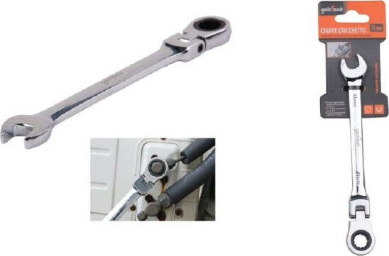 Chiave-A-Cricchetto-Combinata-11mm-Testa-Pieghevole-Cromo-Vanadio-Utensile-91733