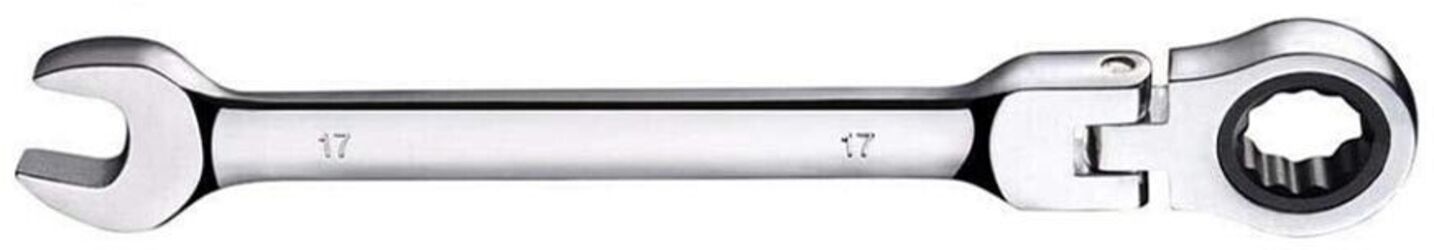 Chiave A Snodo Cricchetto Nero A 12 Denti Testa Girevole 180° 17 Mm Tools