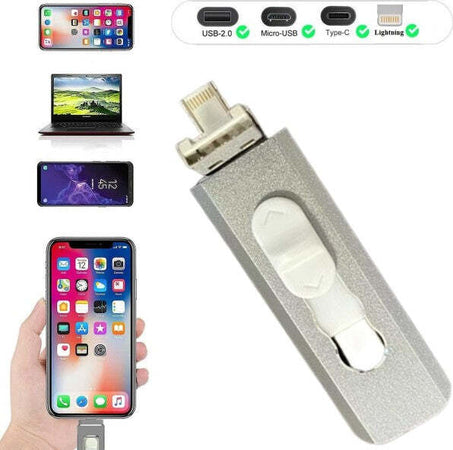 Chiavetta-Pen-Drive-Flashdrive-Da-128gb-4-In-1-Usb-Per-Iphone-Ios-Android-Type-C