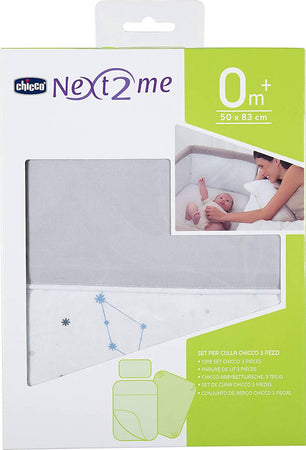 Chicco Biancheria, Culla Next2me, Set Da 3 Pezzi Federa Cuscino + Lenzuolo + Copri-Materasso Prima infanzia/Cameretta/Biancheria/Biancheria bimbi/Completi da lettino Sanitaria Gioia del Bimbo - Villa San Giovanni, Commerciovirtuoso.it
