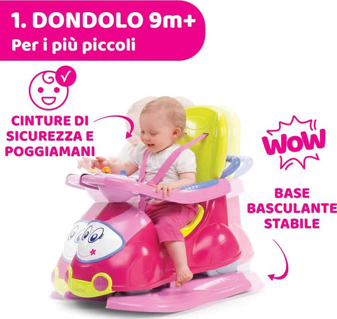 CHICCO Cavalcabile Quattro per Bambini, Macchina con Centro Attività Elettronico Removibile, Modalità di Gioco 4in1, Funzione Dondolo, Rosa, Max 20 Kg, Giochi per Bambini 9 Mesi, 3 Anni Giocattolo Sanitaria Gioia del Bimbo - Villa San Giovanni, Commerciovirtuoso.it
