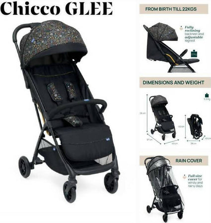 Chicco-Glee-Passeggino-Leggero-Pieghevole-Compatto-Con-Chiusura-Automatica-Ad-Una-Mano-Passeggino-Bambino-Omologato-Con-Schienale-Reclinabile-Fino-A-22kg-87x49x106cm