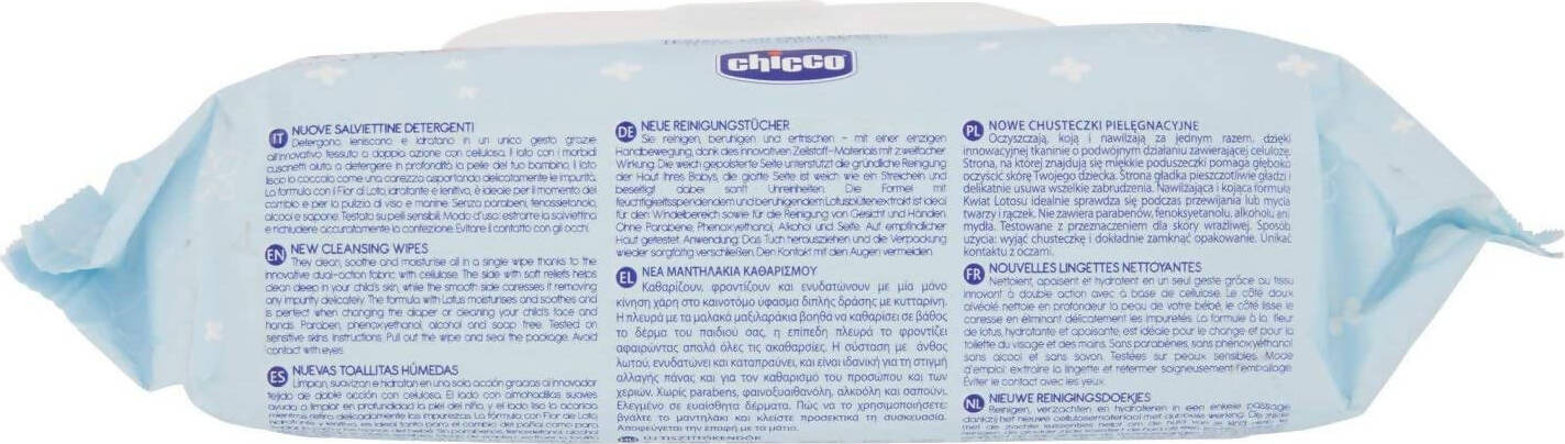 Chicco Salviettine Detergenti 72 Pezzi Con Fior Di Loto 0% Parabeni, Fenossetanolo, Alcool E Sapone Pratico Sistema Apri E Chiudi Salviettine Sanitaria Gioia del Bimbo - Villa San Giovanni, Commerciovirtuoso.it