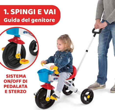 Chicco Triciclo Bambini U-GO 2in1, Triciclo Bimba e Bimbo con Maniglione ad Altezza Regolabile, Cinture di Sicurezza e Cestello Portaoggetti, Max 20 kg, Giochi per Bambini 18 Mesi, 5 Anni Giocattolo Sanitaria Gioia del Bimbo - Villa San Giovanni, Commerciovirtuoso.it