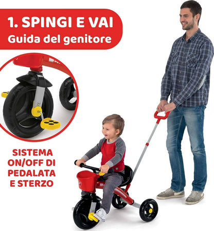Chicco Triciclo Bambini U-GO Ducati 2in1, Triciclo Bimba e Bimbo con Maniglione ad Altezza Regolabile, Cinture di Sicurezza e Cestello Portaoggetti, Max 20 kg, Giochi per Bambini 18 Mesi, 5 Anni Giocattolo Sanitaria Gioia del Bimbo - Villa San Giovanni, Commerciovirtuoso.it