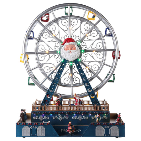 Ruota panoramica gigante decorazione per villaggio di Natale con luci h 49 cm