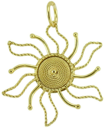 Ciondolo sole stilizzato filigrana oro giallo artigianato sardo