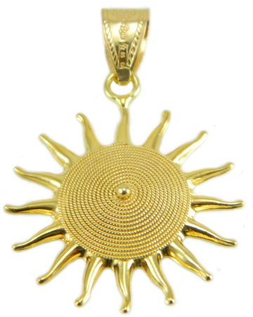 Ciondolo corbula sarda in oro giallo forma sole artigianato sardo