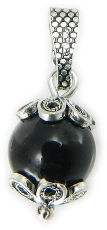 Ciondolo Su Coccu argento con onice nero portafortuna Sardegna