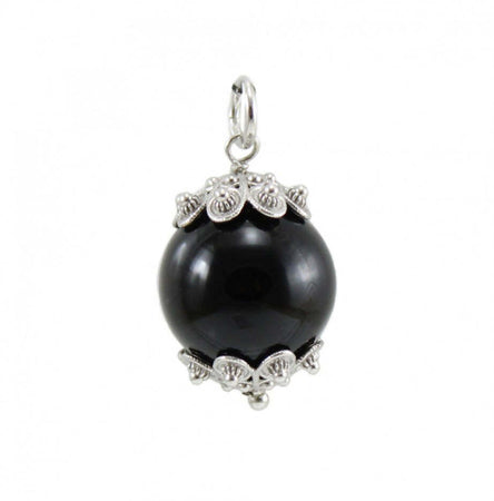Ciondolo Su Coccu argento rodiato con onice nero portafortuna Sardegna