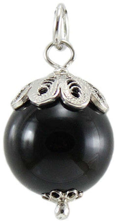 Ciondolo Su Coccu argento rodiato con onice nero portafortuna Sardegna