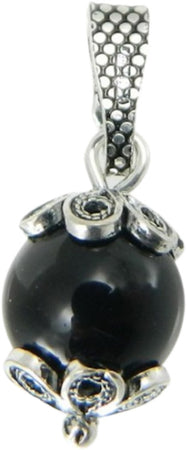 Ciondolo Donna Su Coccu in Argento Brunito Con Onice Nero Portafortuna Sardegna Amuleto Sardo Con Pietra Onice 0,8 Cm