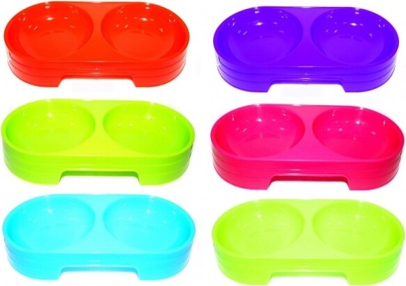 Ciotola-2-Vaschette-Plastica-28x13,5x6,5-Cm-Per-Cocker-Cane-Gatto-Animali-Domestici-Mangiatoia-Cibo-Acqua