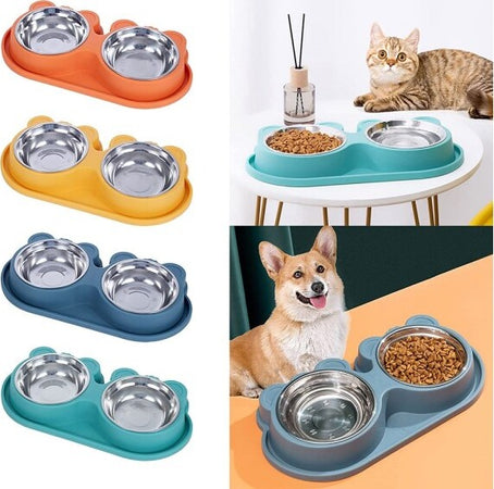Ciotola-Alimentare-Acciaio-Anti-Perdita-Fontana-Acqua-Dispenser-Cibo-Cani-Gatti