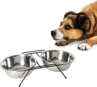 Ciotola Doppia Rialzata Per Cani 2 Per 14cm Con Supporto Cibo Acqua In Metallo Prodotti per animali domestici/Cani/Ciotole e distributori/Distributori d'acqua Trade Shop italia - Napoli, Commerciovirtuoso.it