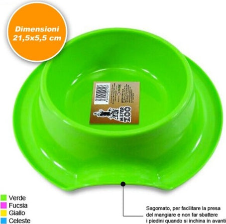 Ciotola-Scodella-Per-Animali-Cani-Gatti-Sagomata-In-Plastica-21,5-Cm-Vari-Colori